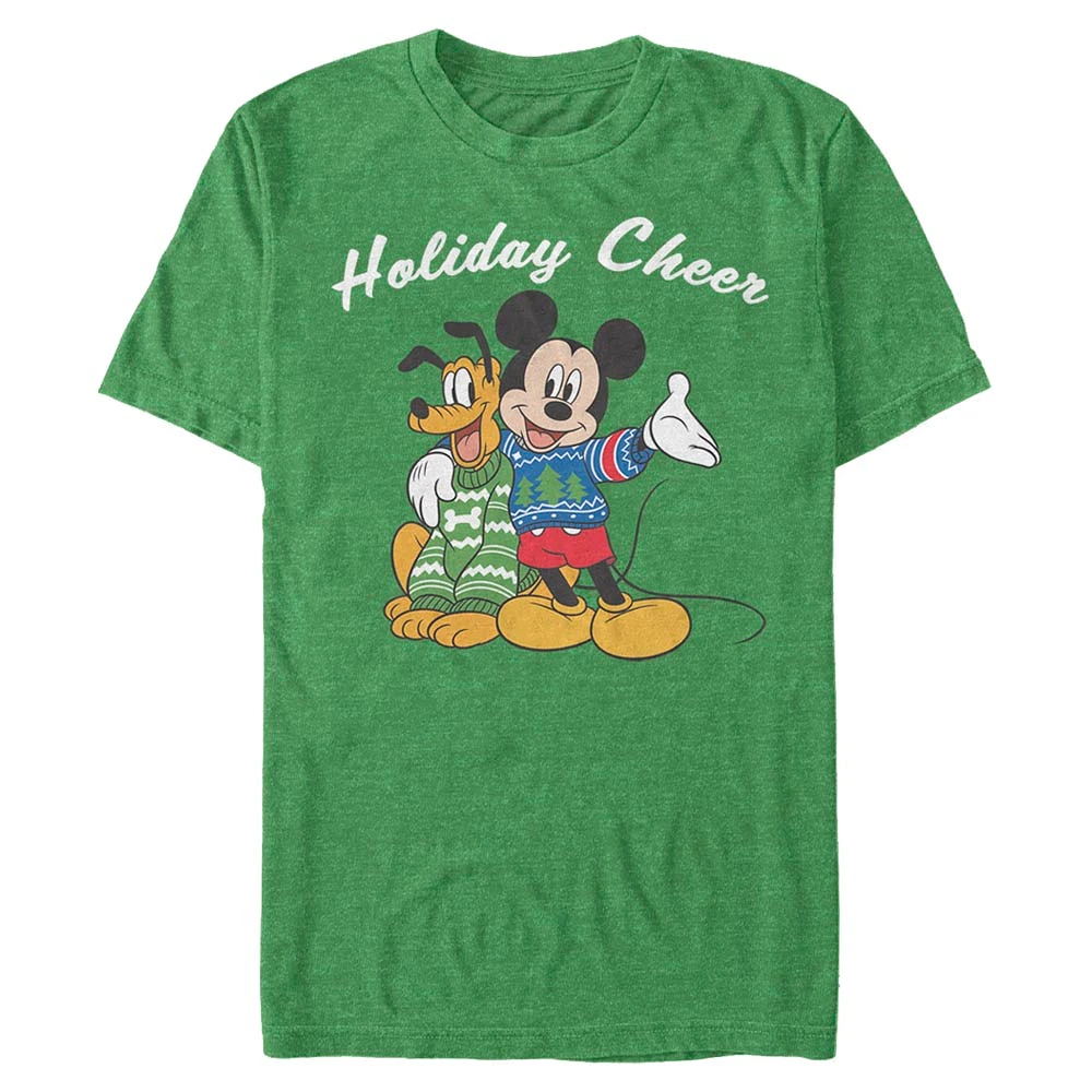 Men's Mad Engine Heather Kelly Green Mickey & Friends Holiday Cheer Graphic T-Shirt