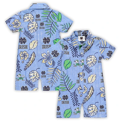 Infant Wes & Willy Light Blue Notre Dame Fighting Irish Vintage Floral Romper