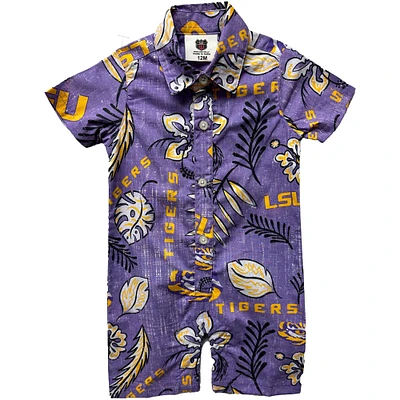 Infant Wes & Willy Purple LSU Tigers Vintage Floral Romper