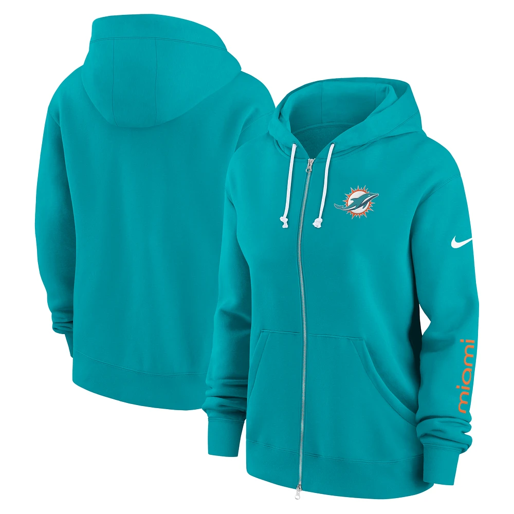 Women's Nike Aqua Miami Dolphins Phoenix Full-Zip Hoodie