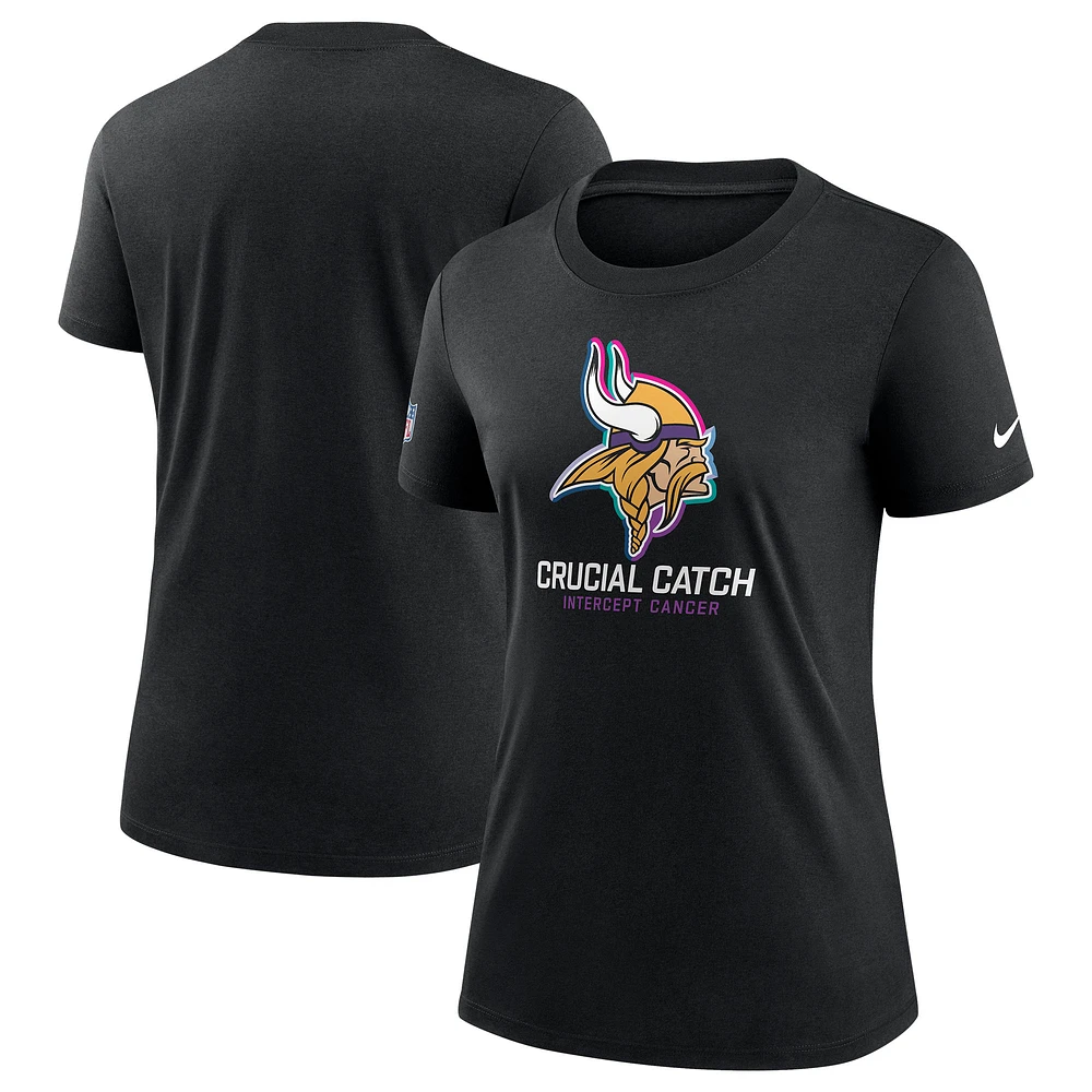 Women's Nike Black Minnesota Vikings 2024 NFL Crucial Catch Tri-Blend T-Shirt