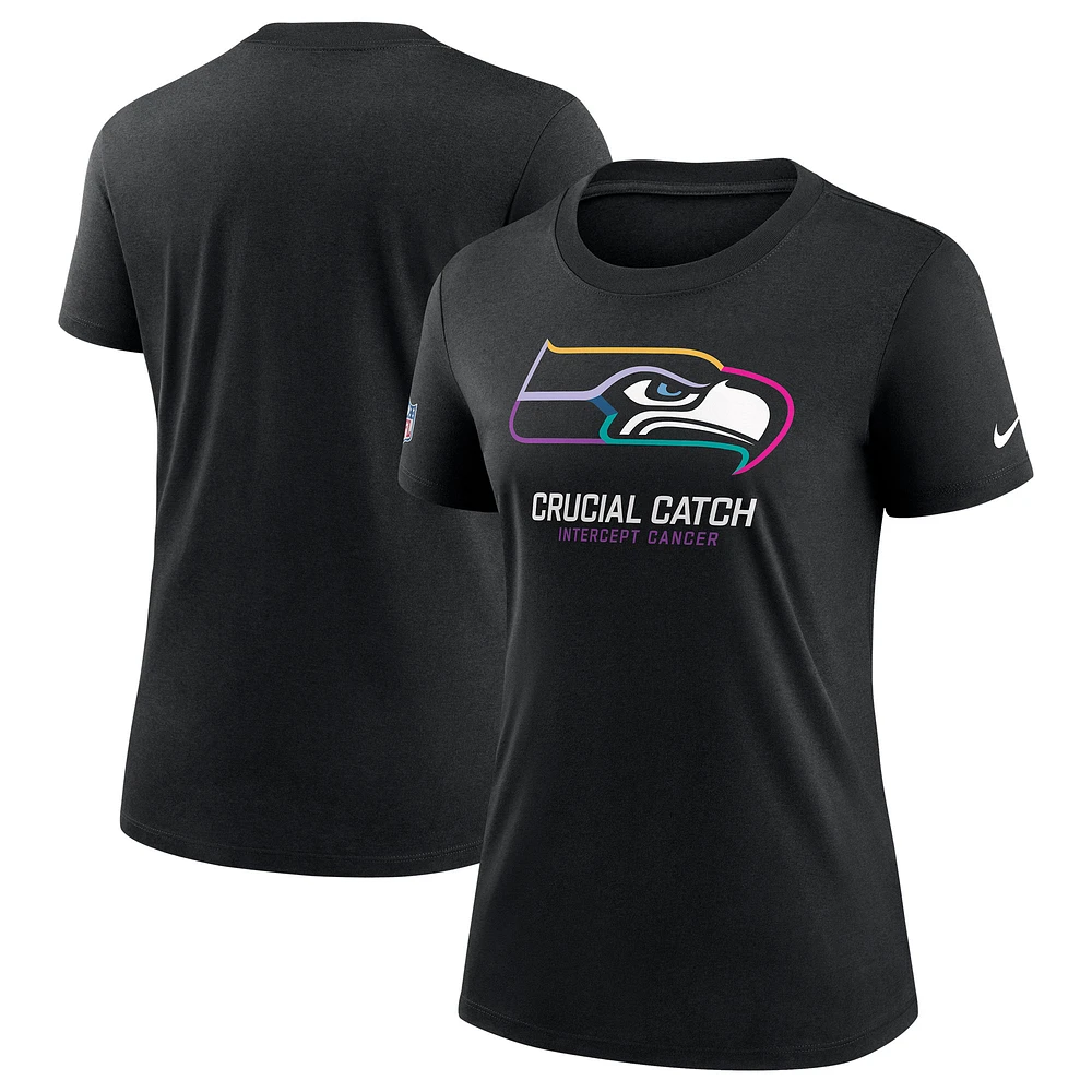 Women's Nike Black Seattle Seahawks 2024 NFL Crucial Catch Tri-Blend T-Shirt