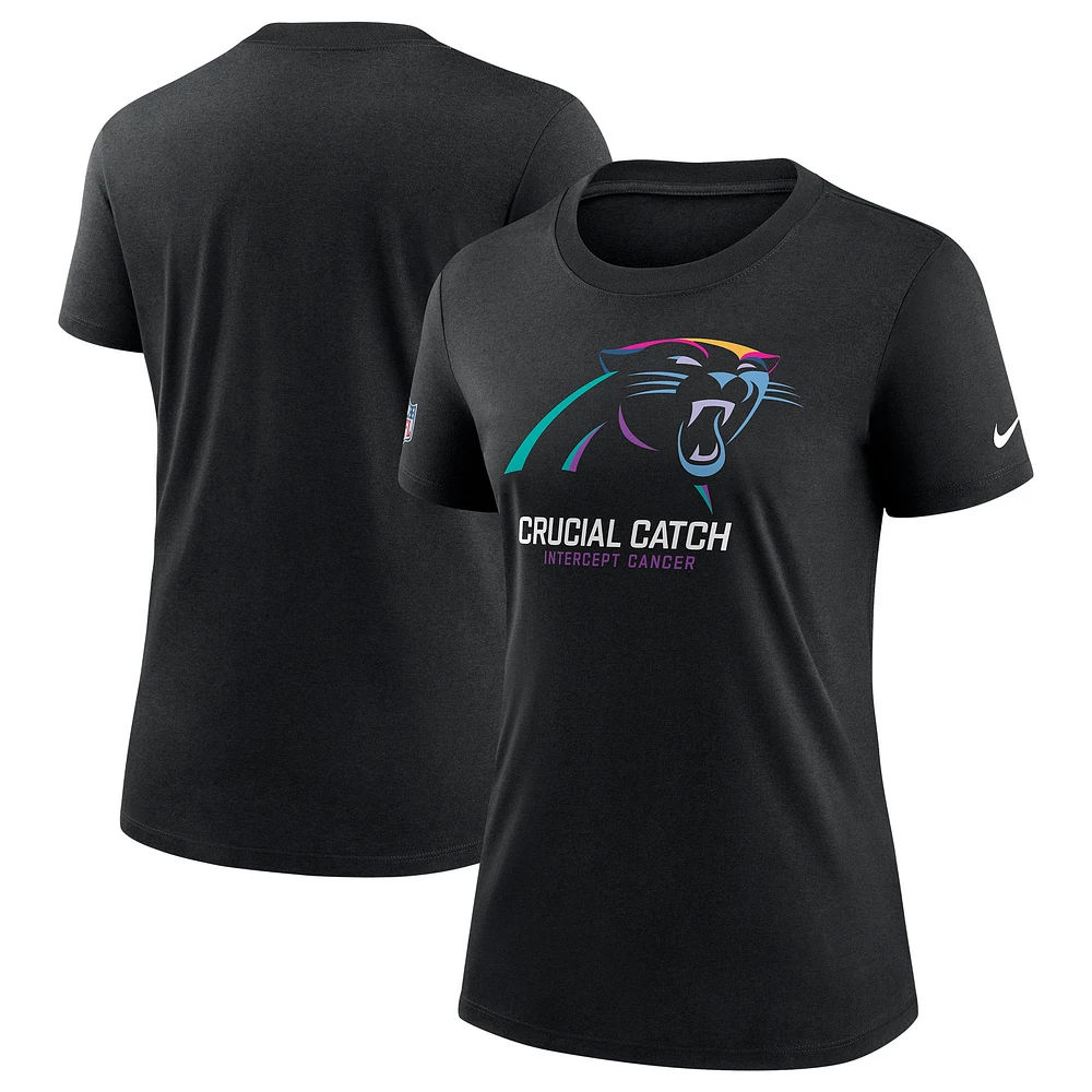 Women's Nike Black Carolina Panthers 2024 NFL Crucial Catch Tri-Blend T-Shirt