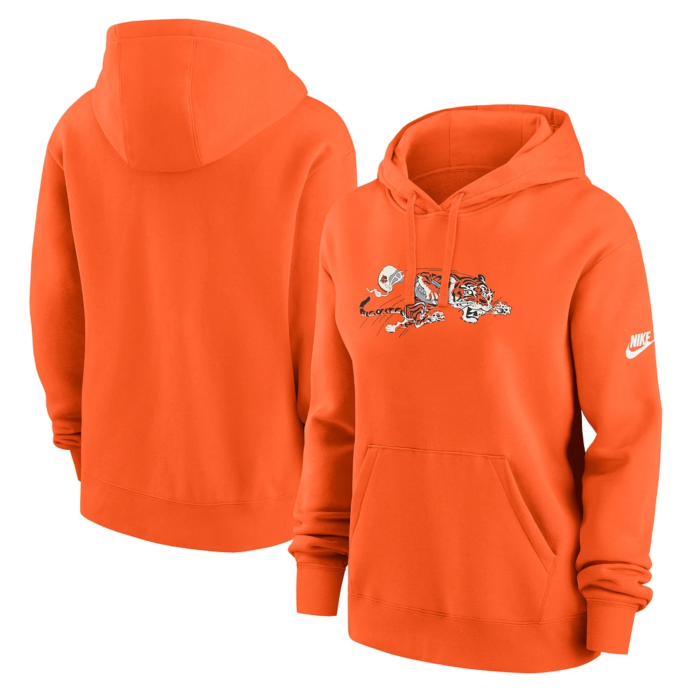 Women's Nike Orange Cincinnati Bengals Club Fleece Pullover Hoodie