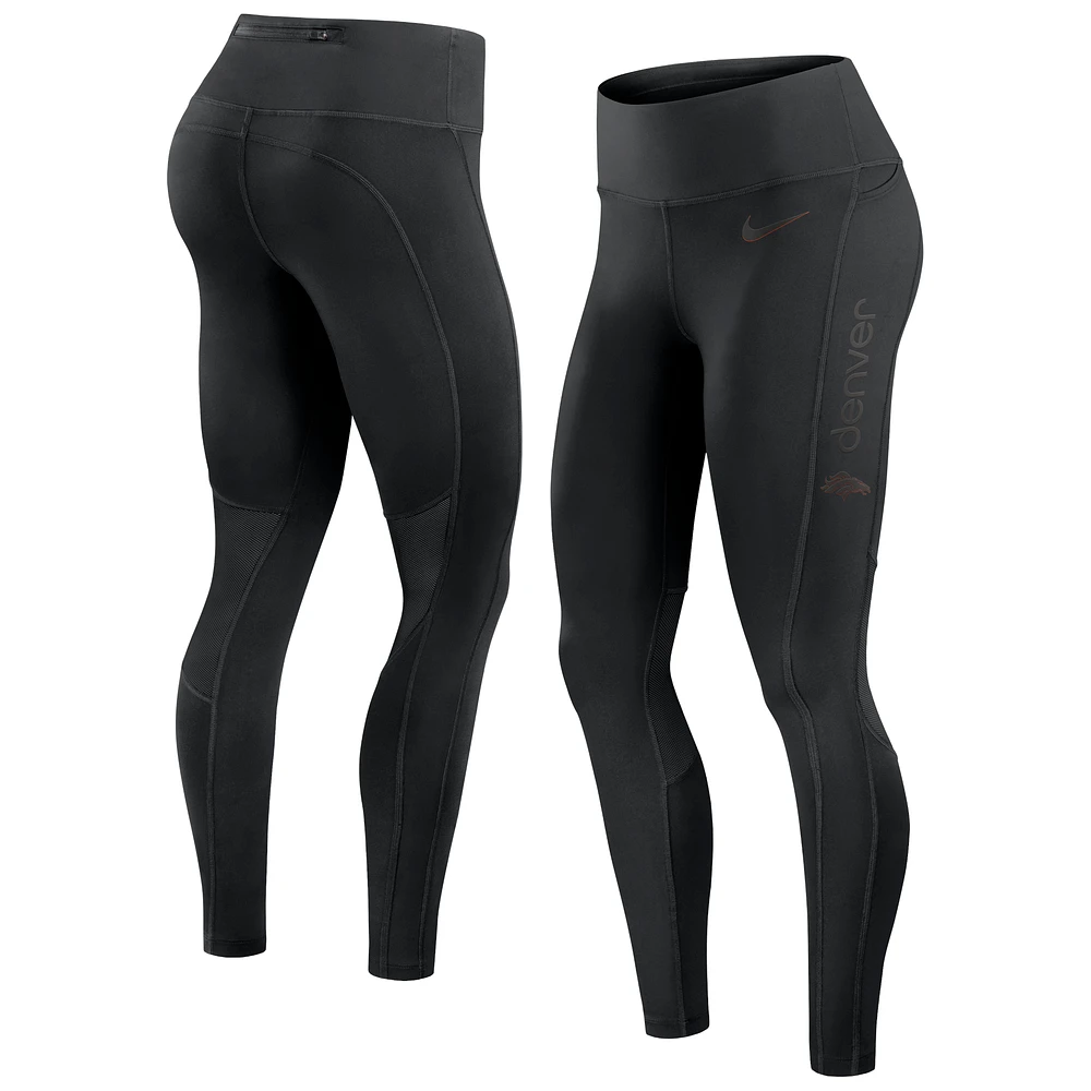 Women's Nike Black Denver Broncos Edge Wordmark Performance Leggings