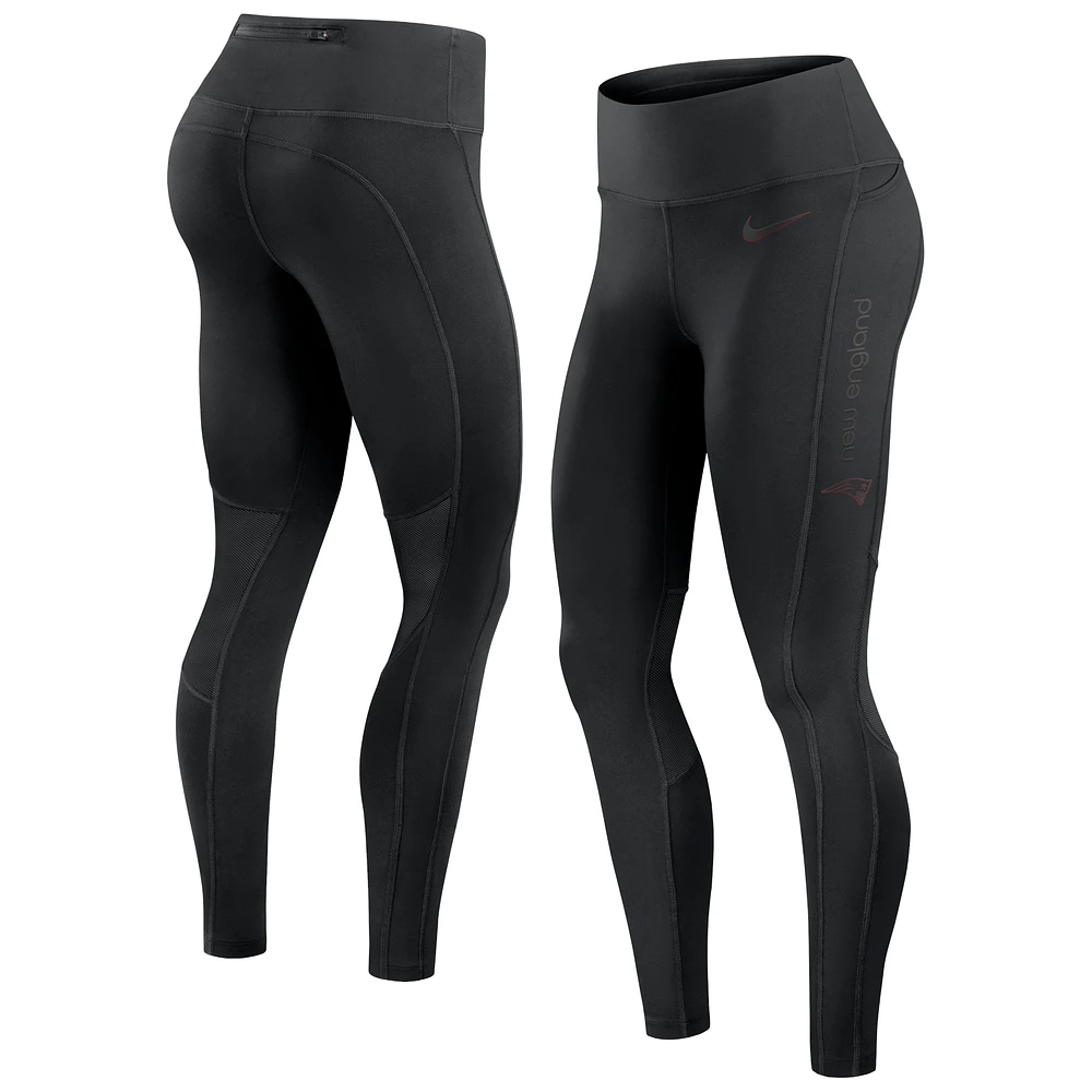 Women's Nike Black New England Patriots Edge Wordmark Performance Leggings