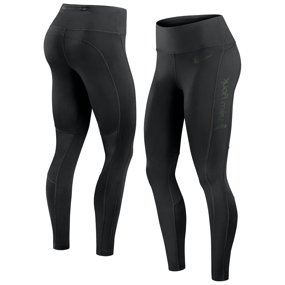 Women's Nike Black New York Jets Edge Wordmark Performance Leggings