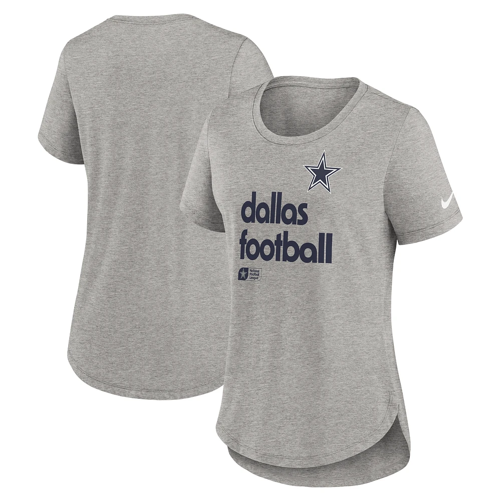 Women's Nike Heather Gray Dallas Cowboys Team Shout-Out Tri-Blend T-Shirt
