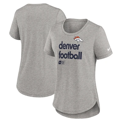 Women's Nike Heather Gray Denver Broncos Team Shout-Out Tri-Blend T-Shirt