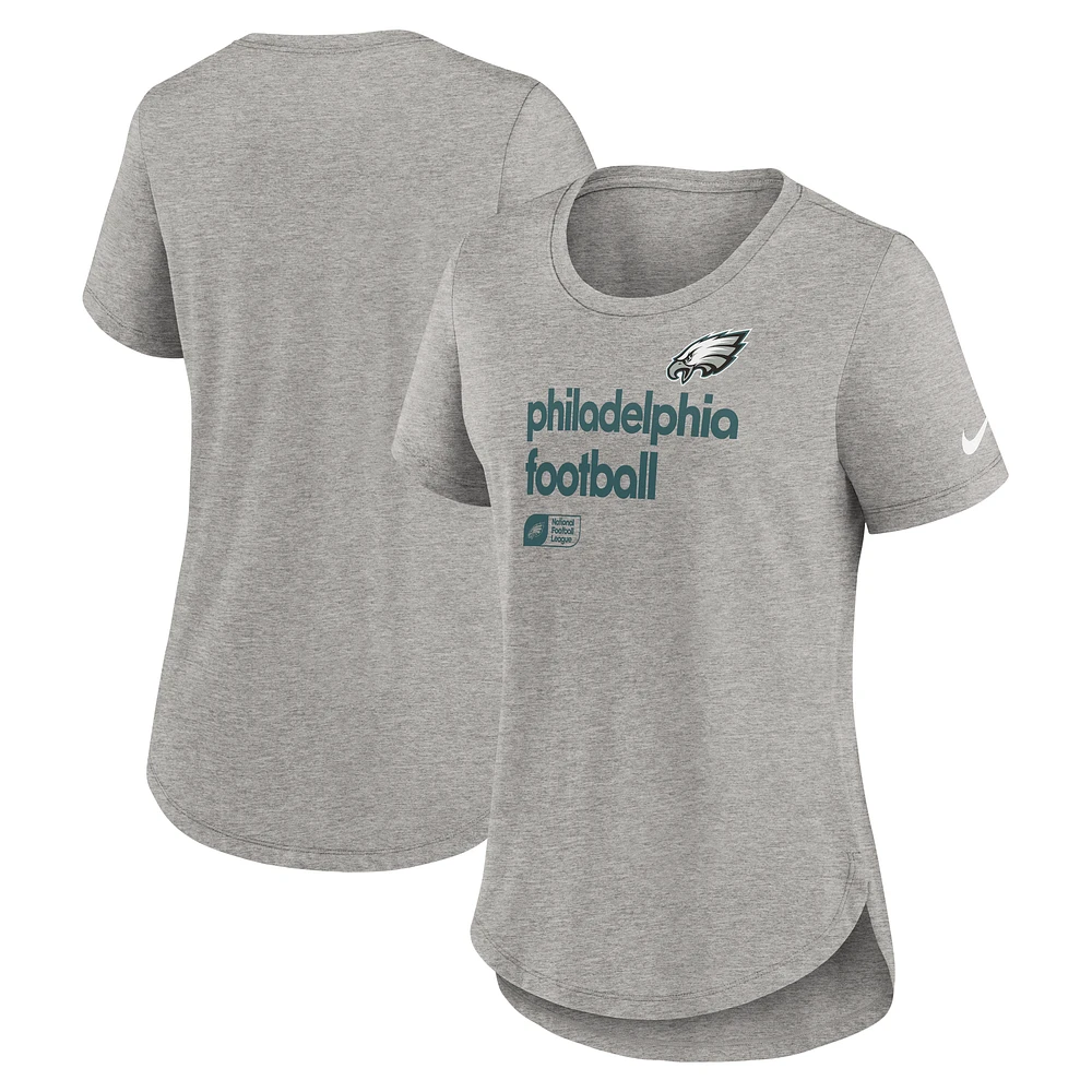 Women's Nike Heather Gray Philadelphia Eagles Team Shout-Out Tri-Blend T-Shirt