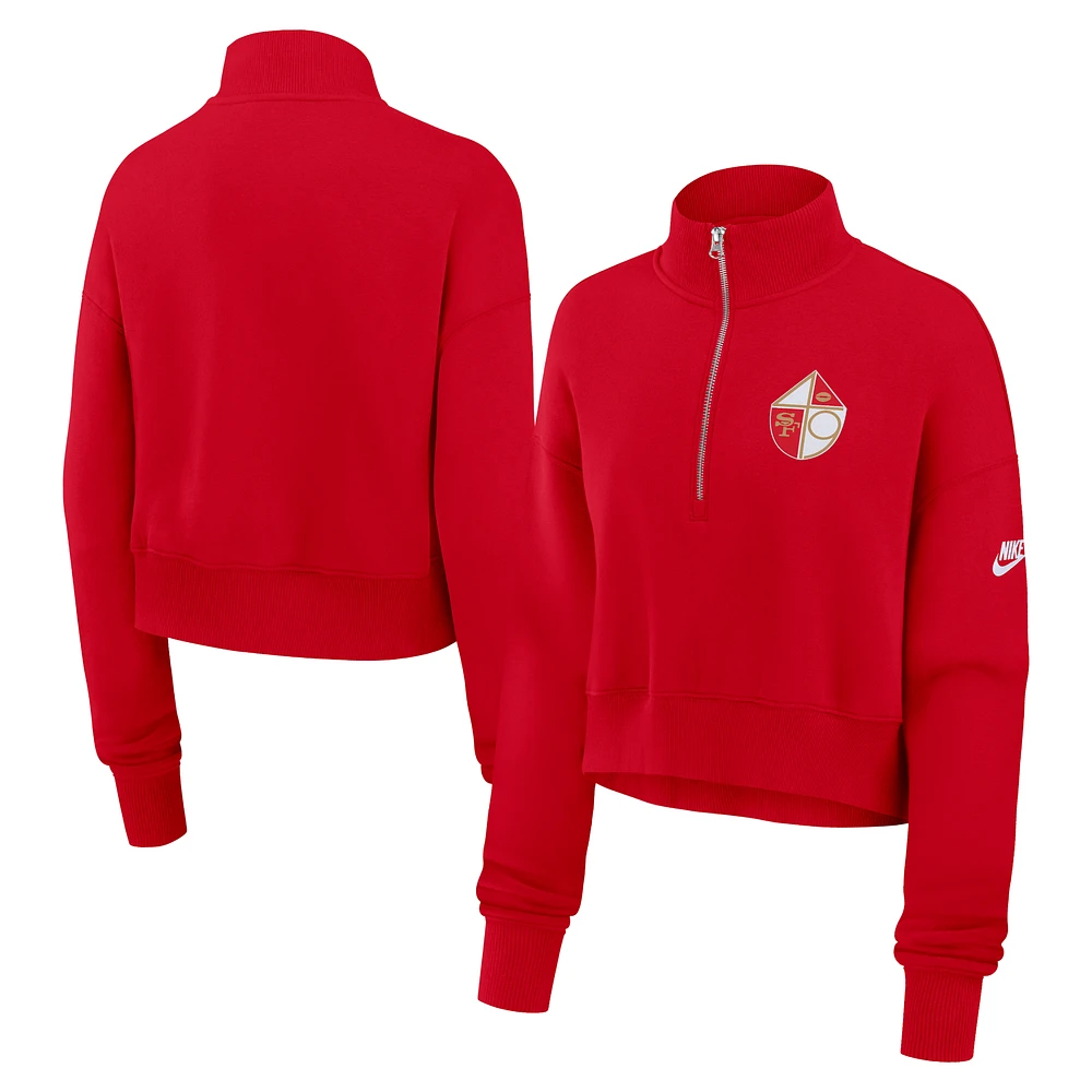 Women's Nike Scarlet San Francisco 49ers Rewind Phoenix Half-Zip Sweatshirt