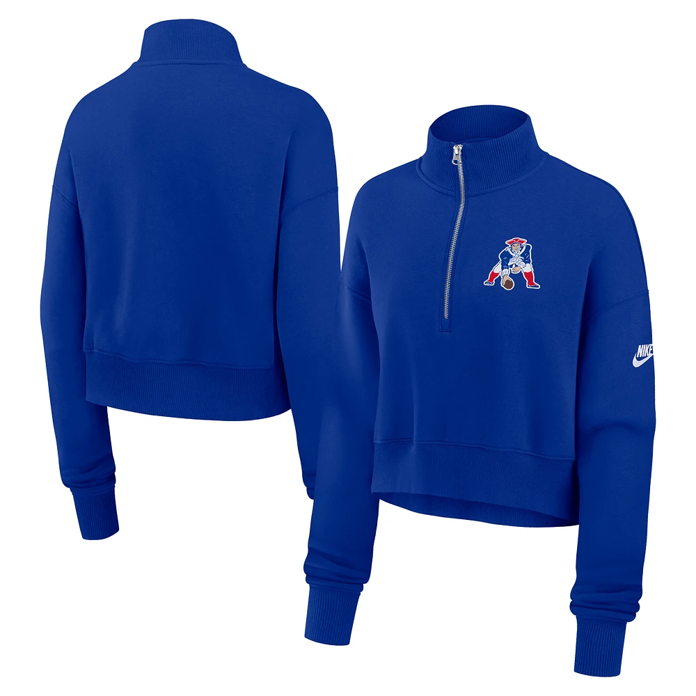 Women's Nike Royal New England Patriots Rewind Phoenix Half-Zip Sweatshirt
