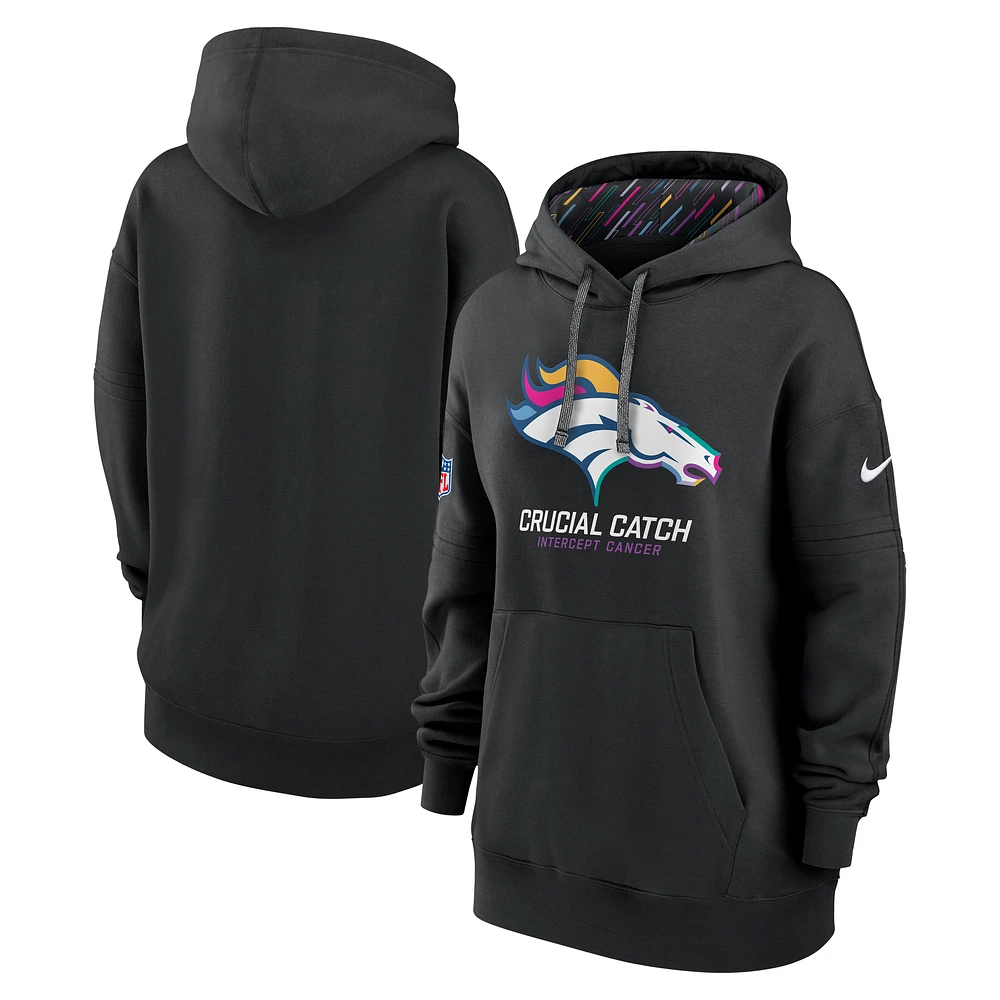 Women's Nike Black Denver Broncos 2024 NFL Crucial Catch Club Pullover Hoodie