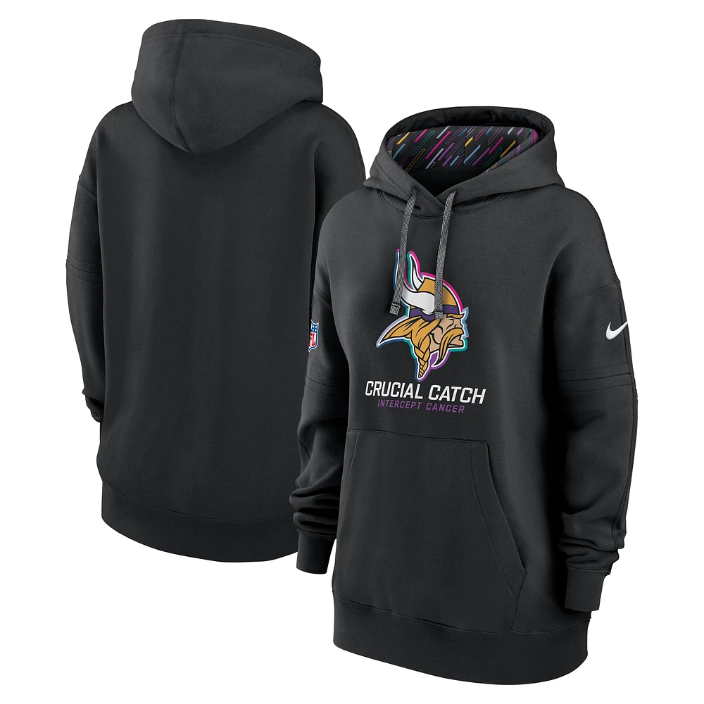 Women's Nike Black Minnesota Vikings 2024 NFL Crucial Catch Club Pullover Hoodie