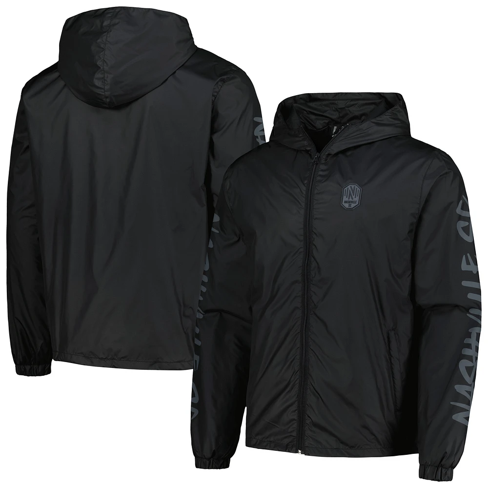 Men's Black Nashville SC Graffiti Full-Zip Hoodie Windbreaker Jacket
