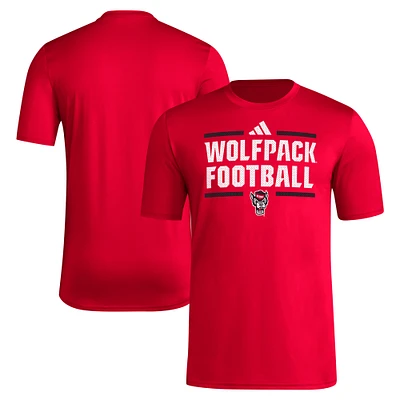 Men's adidas Red NC State Wolfpack Locker Football Pre-Game AEROREADY T-Shirt