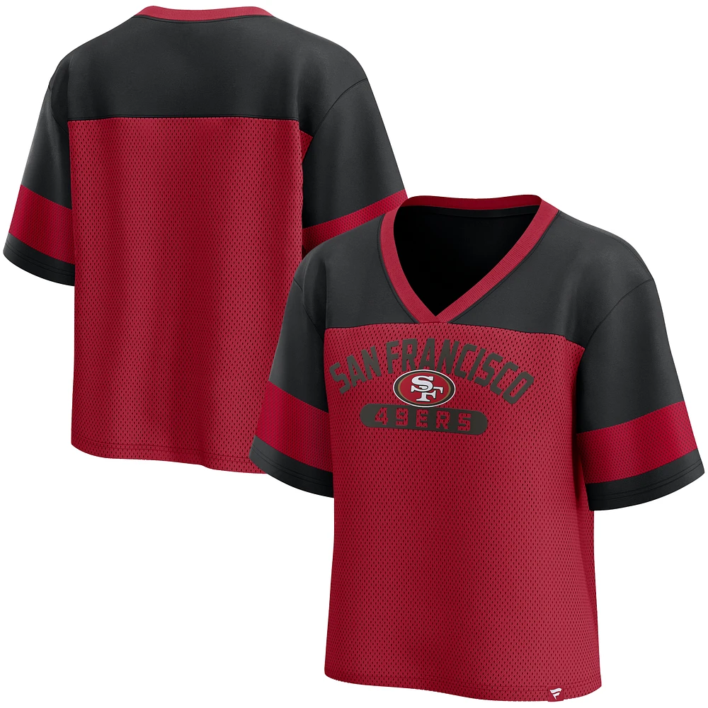Women's Fanatics Scarlet/Black San Francisco 49ers Homeschool Jersey Poly V-NeckFashion Top