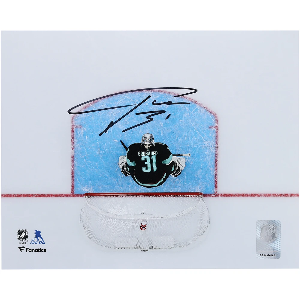 Philipp Grubauer Seattle Kraken Autographed 8" x 10" Navy Jersey Overhead Photograph