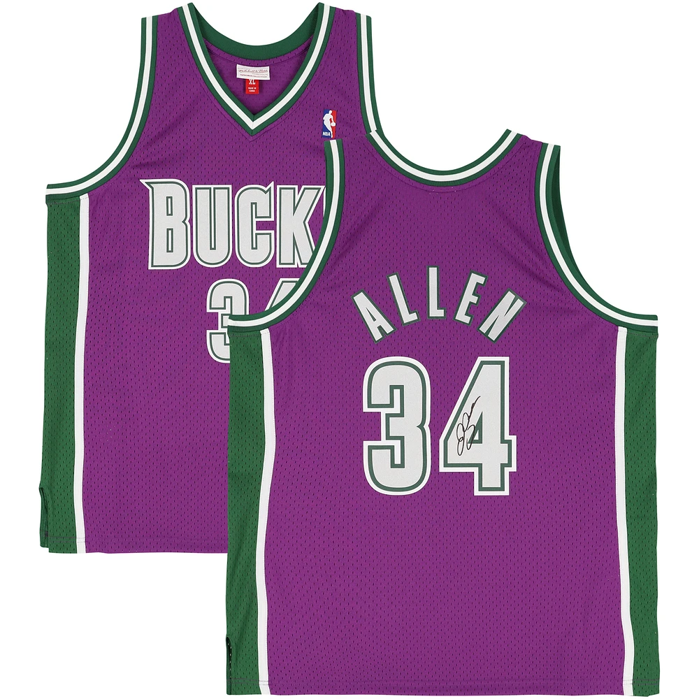 Ray Allen Milwaukee Bucks Autographed Purple Mitchell & Ness -2001 Swingman Jersey