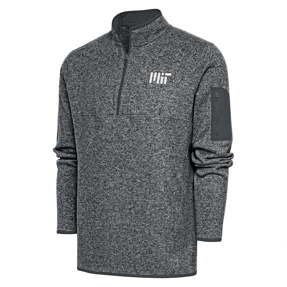 Men's Antigua Heather Gray MIT Engineers Fortune Quarter-Zip Pullover Jacket