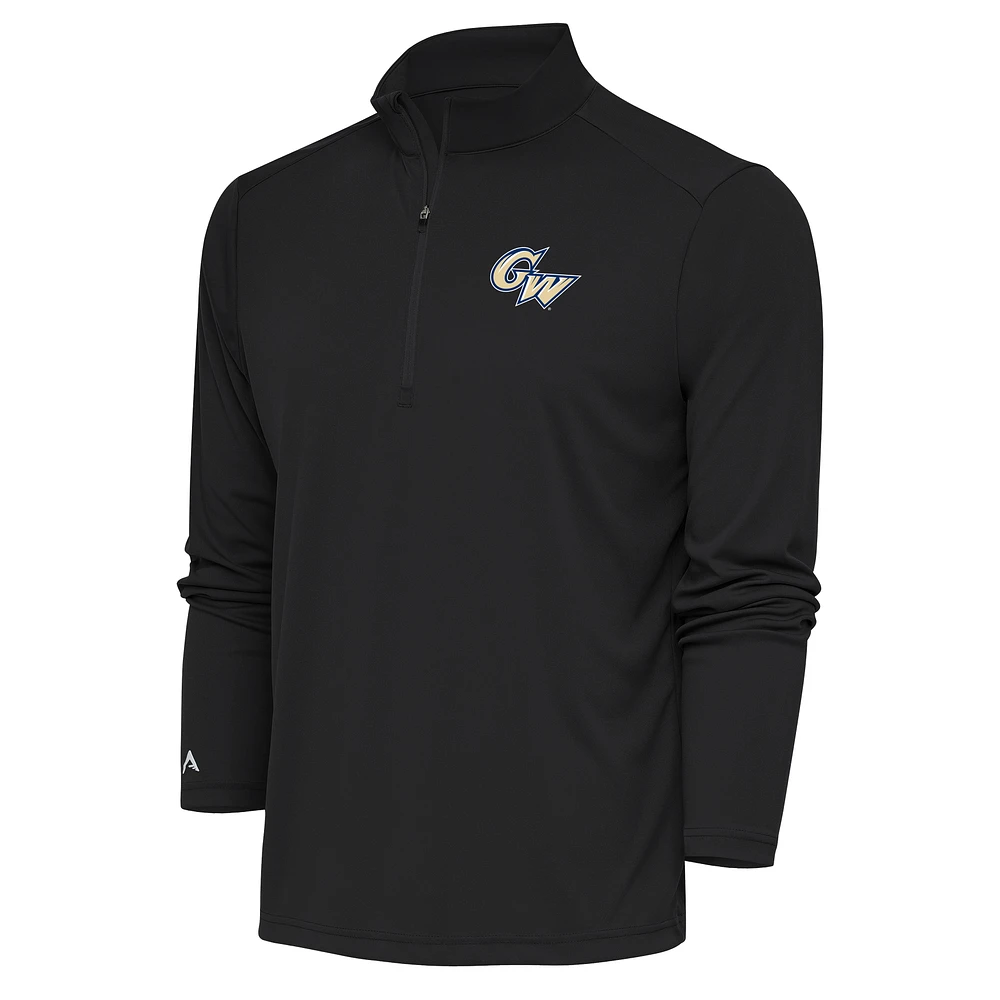 Men's Antigua Gray George Washington University Tribute Quarter-Zip Pullover Top