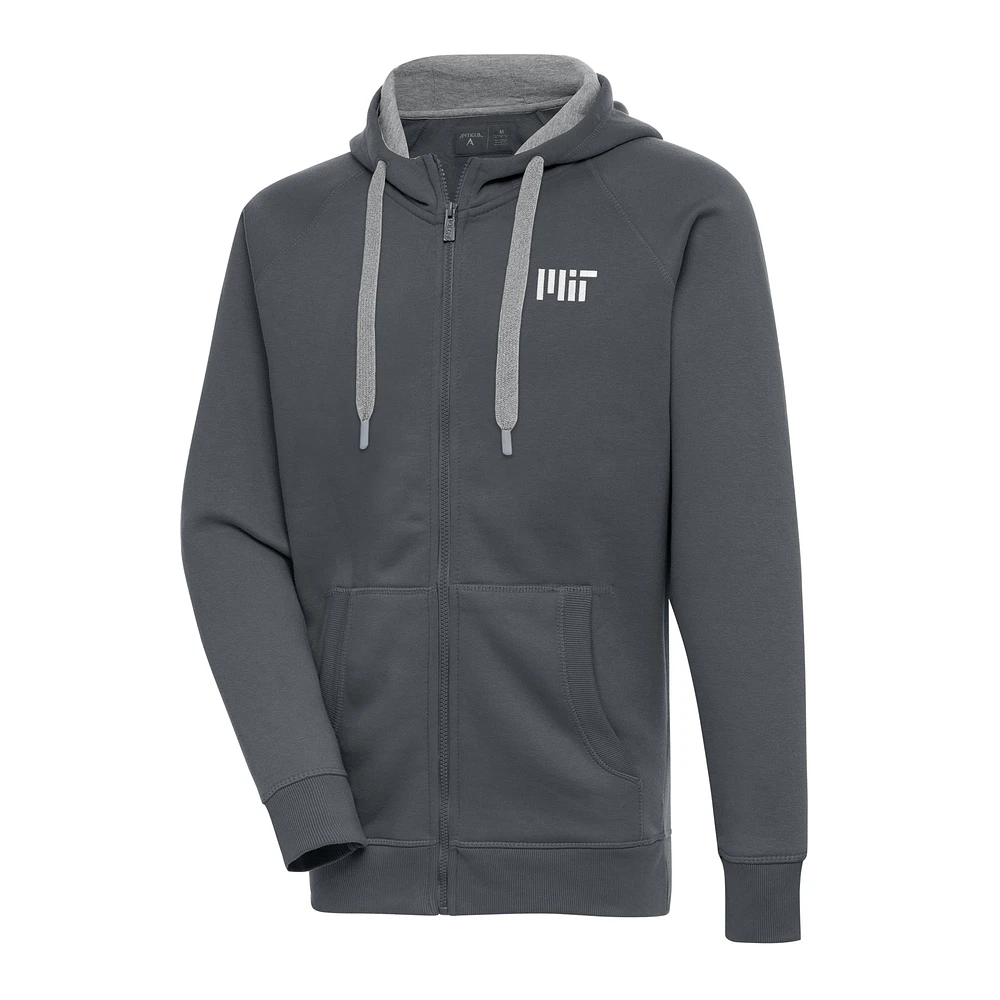 Men's Antigua Charcoal MIT Engineers Victory Full-Zip Hoodie