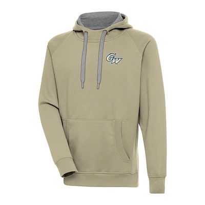 Men's Antigua Khaki George Washington University Victory Pullover Hoodie