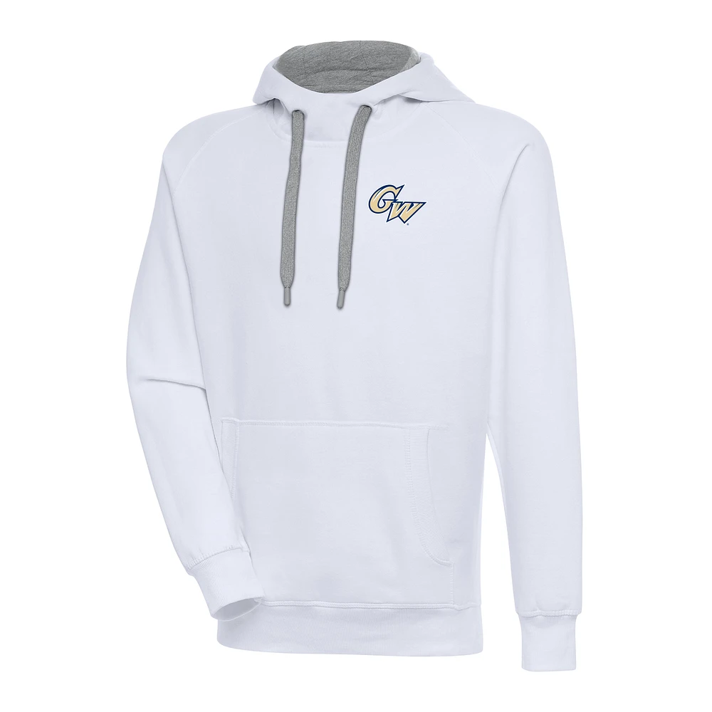 Men's Antigua White George Washington University Victory Pullover Hoodie