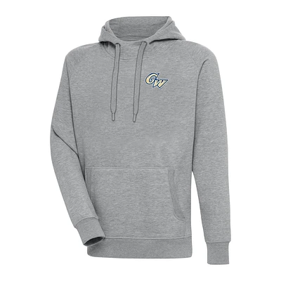 Men's Antigua Heather Gray George Washington University Victory Pullover Hoodie