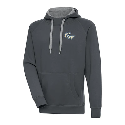 Men's Antigua Charcoal George Washington University Victory Pullover Hoodie