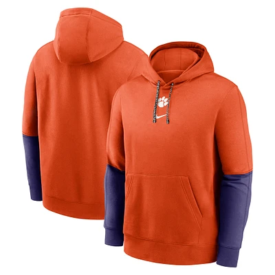Men's Nike Orange/Purple Clemson Tigers 2024 Sideline Club Pullover Hoodie
