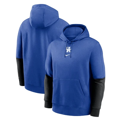 Men's Nike Royal/Anthracite Kentucky Wildcats 2024 Sideline Club Pullover Hoodie