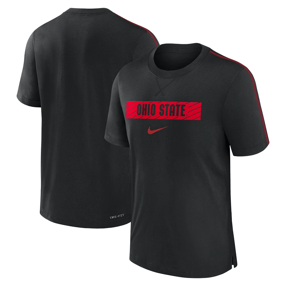 Men's Nike Black Ohio State Buckeyes 2024 Sideline Player Performance Tri-Blend T-Shirt
