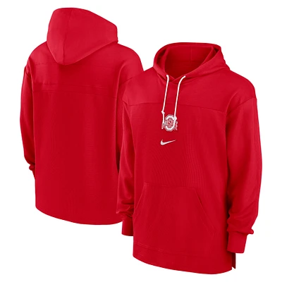 Men's Nike Scarlet Ohio State Buckeyes 2024 Sideline Jersey Performance Pullover Hoodie