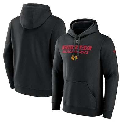 Men's Fanatics Black Chicago Blackhawks Authentic Pro Core Primary Fleece Pullover Hoodie