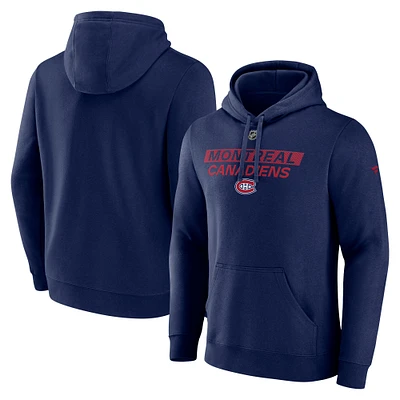 Men's Fanatics Navy Montreal Canadiens Authentic Pro Core Primary Fleece Pullover Hoodie
