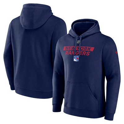 Men's Fanatics Navy New York Rangers Authentic Pro Core Primary Fleece Pullover Hoodie