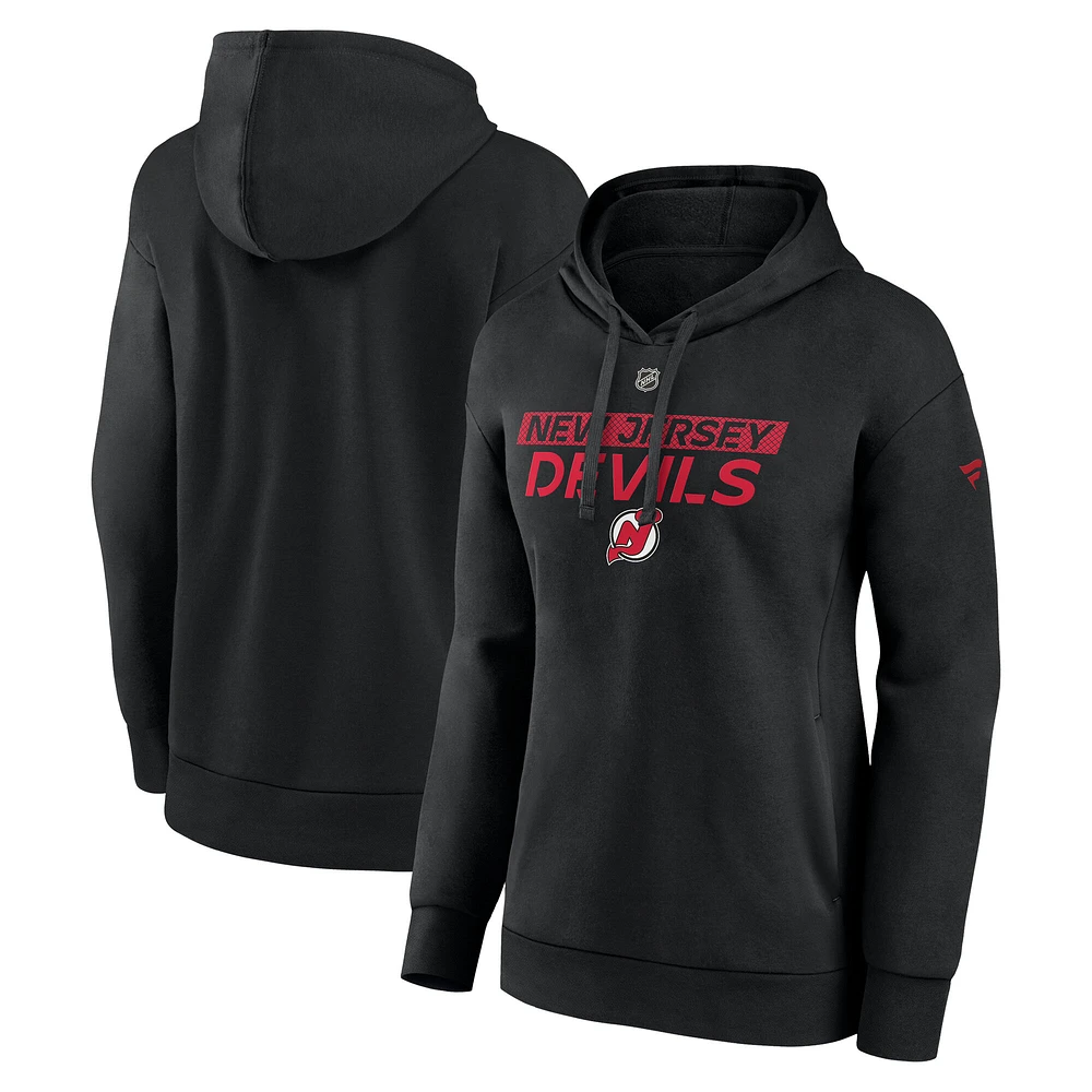 Women's Fanatics Black New Jersey Devils Authentic Pro Core Primary Fleece Pullover Hoodie