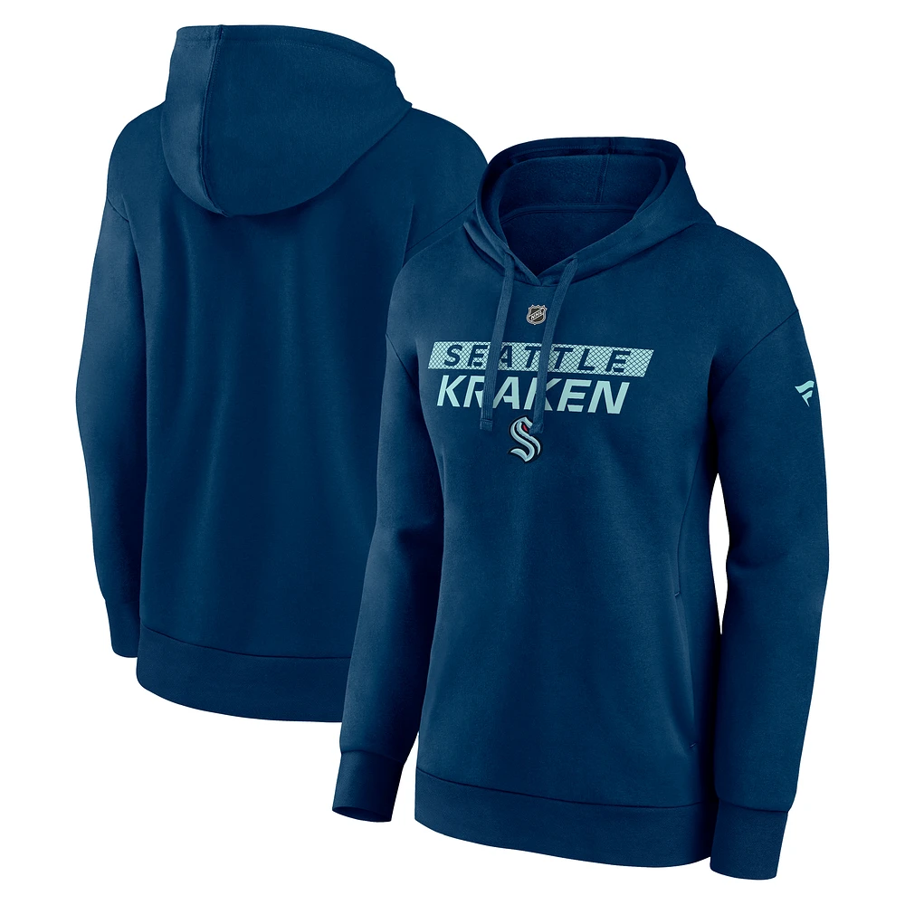 Women's Fanatics Deep Sea Blue Seattle Kraken Authentic Pro Core Primary Fleece Pullover Hoodie