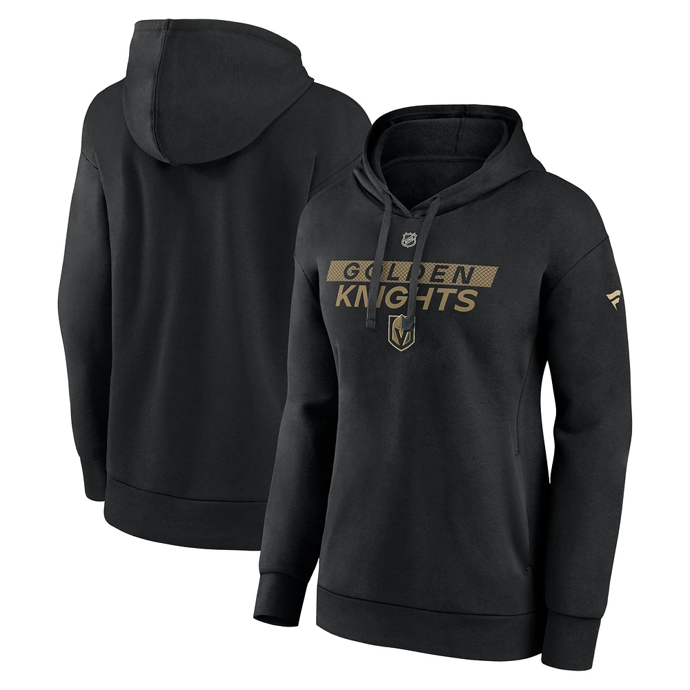 Women's Fanatics Black Vegas Golden Knights Authentic Pro Core Primary Fleece Pullover Hoodie