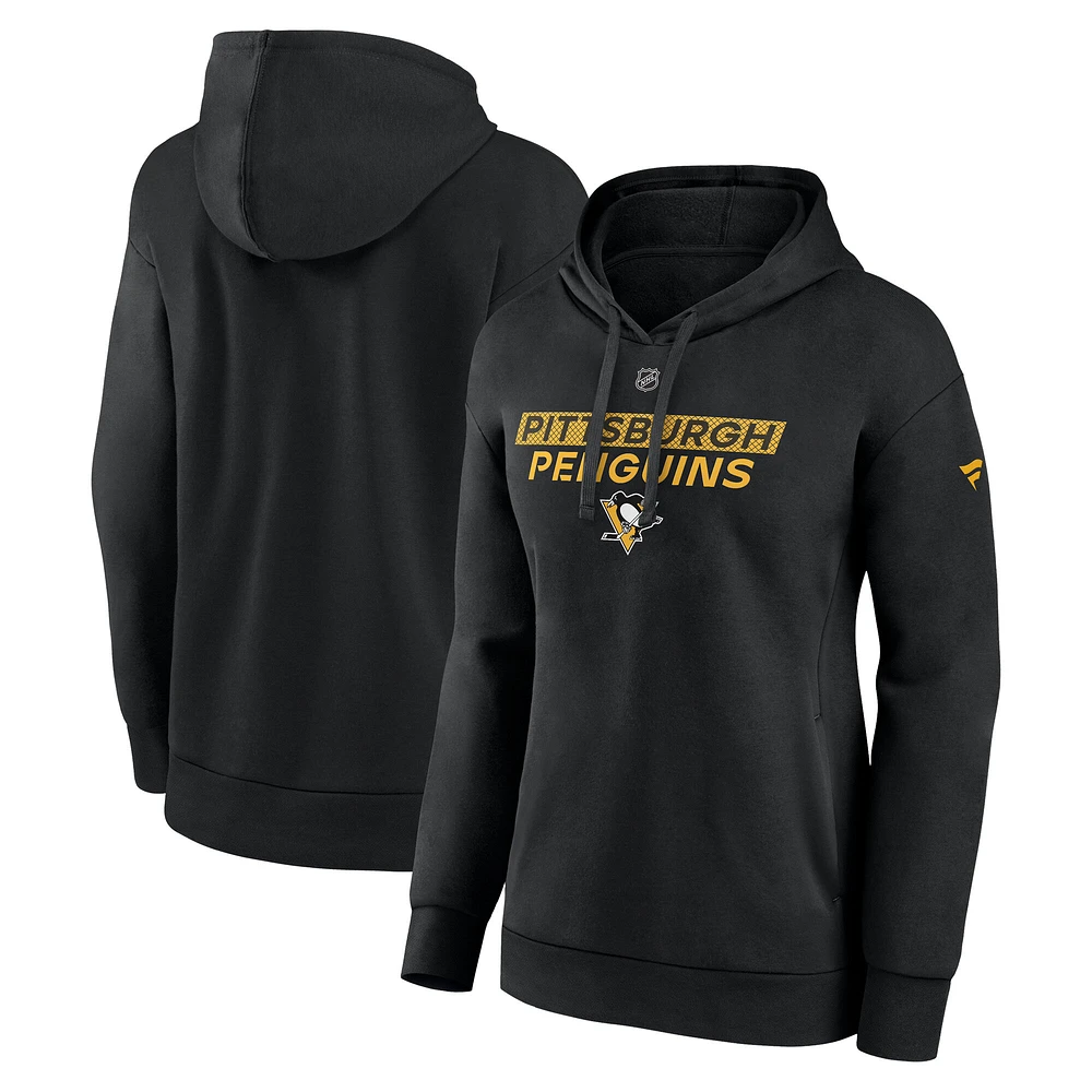 Women's Fanatics Black Pittsburgh Penguins Authentic Pro Core Primary Fleece Pullover Hoodie