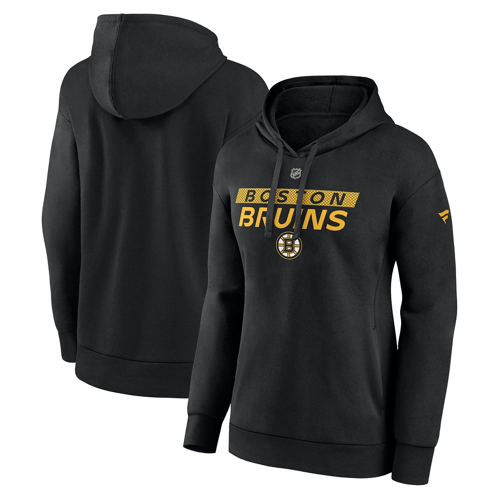 Women's Fanatics Black Boston Bruins Authentic Pro Core Primary Fleece Pullover Hoodie