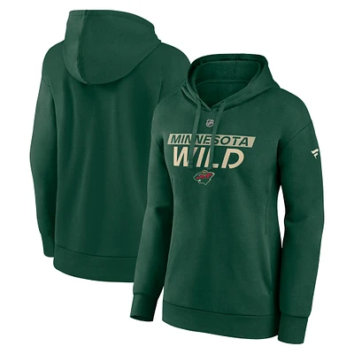 Women's Fanatics Green Minnesota Wild Authentic Pro Core Primary Fleece Pullover Hoodie
