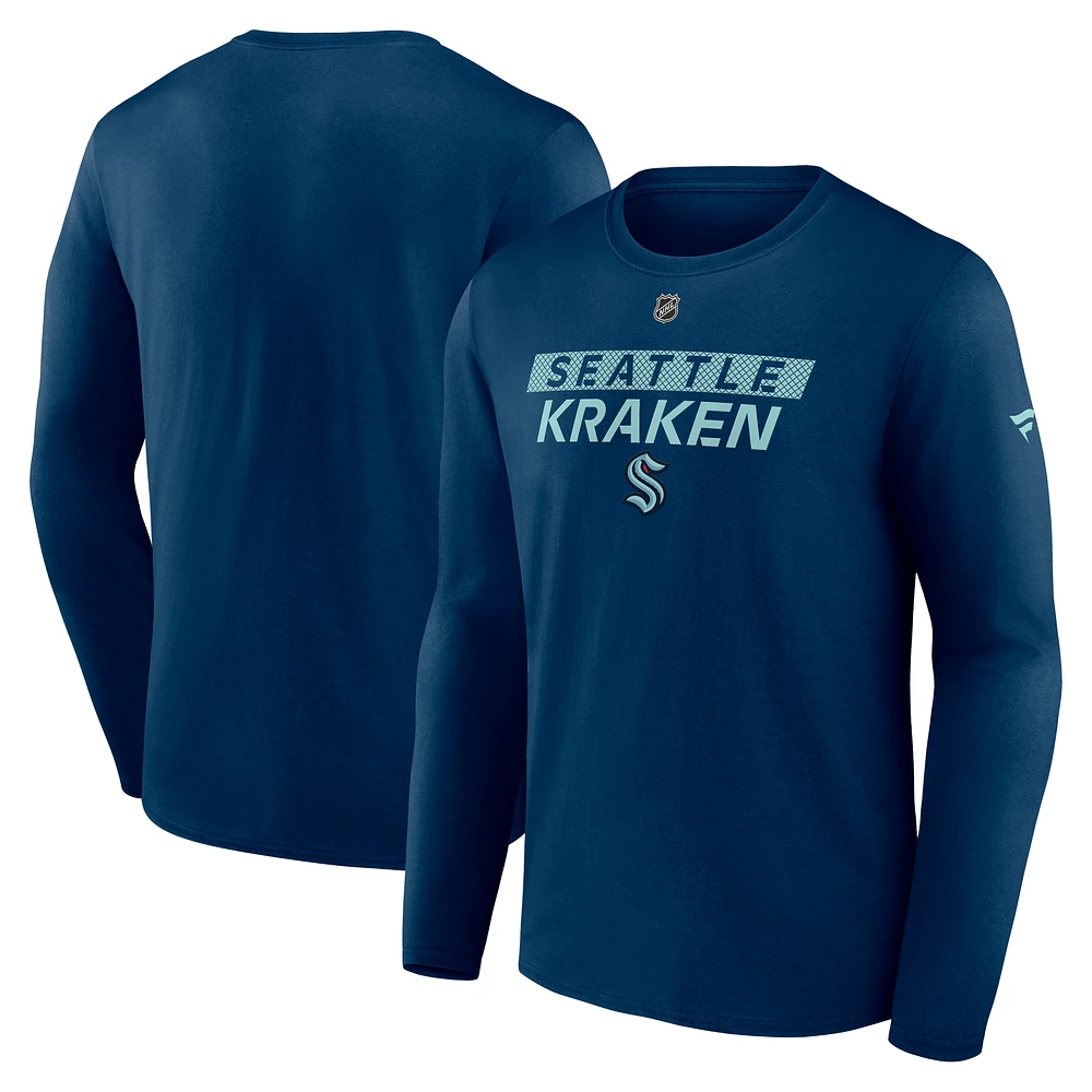 Men's Fanatics Deep Sea Blue Seattle Kraken Authentic Pro Core Primary Long Sleeve T-Shirt