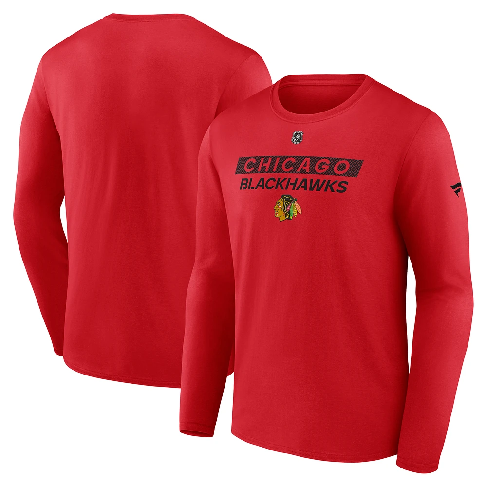 Men's Fanatics Red Chicago Blackhawks Authentic Pro Core Primary Long Sleeve T-Shirt