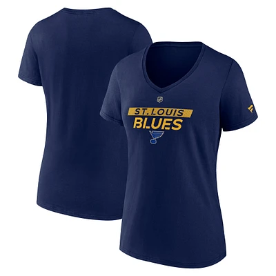 Women's Fanatics Navy St. Louis Blues Authentic Pro Core Primary V-Neck T-Shirt