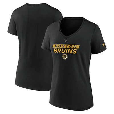 Women's Fanatics Black Boston Bruins Authentic Pro Core Primary V-Neck T-Shirt