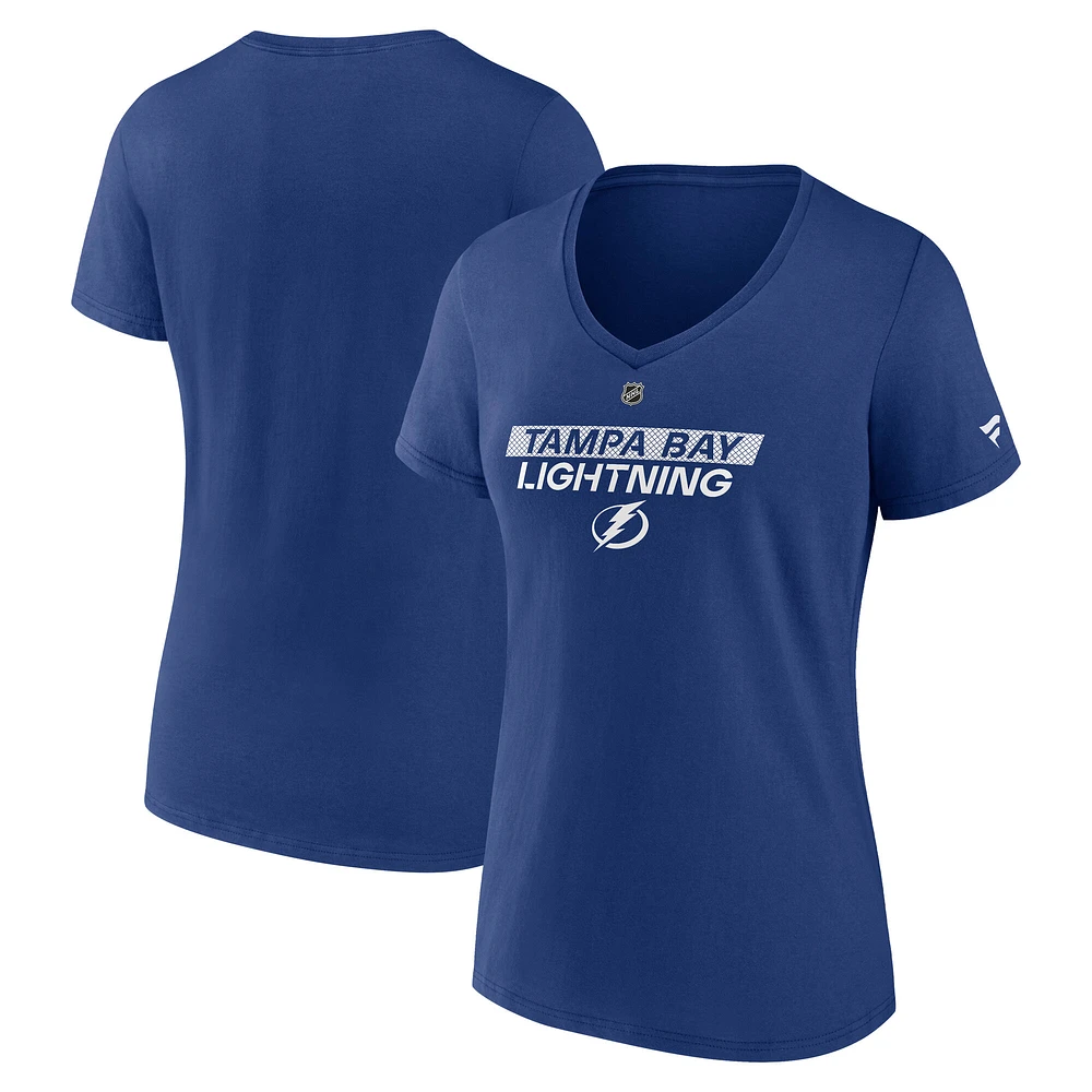 Women's Fanatics Blue Tampa Bay Lightning Authentic Pro Core Primary V-Neck T-Shirt