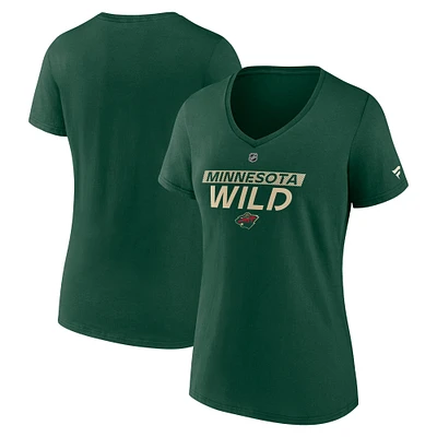 Women's Fanatics Green Minnesota Wild Authentic Pro Core Primary V-Neck T-Shirt