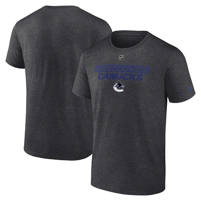 Men's Fanatics Heather Charcoal Vancouver Canucks Authentic Pro Core Primary T-Shirt